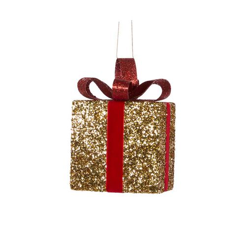 Holly & Ivy 10cm Red And Gold Glittered Gift Box